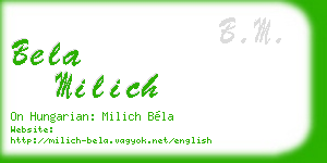 bela milich business card